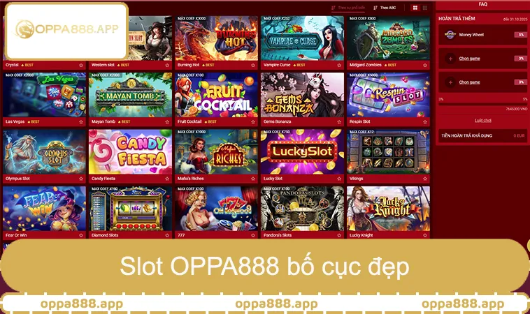 Slot OPPA888 bố cục đẹp, tối ưu trải nghiệm